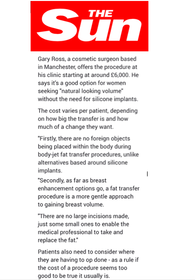 Mr Gary Ross comments on the rise in popularity of fat transfer